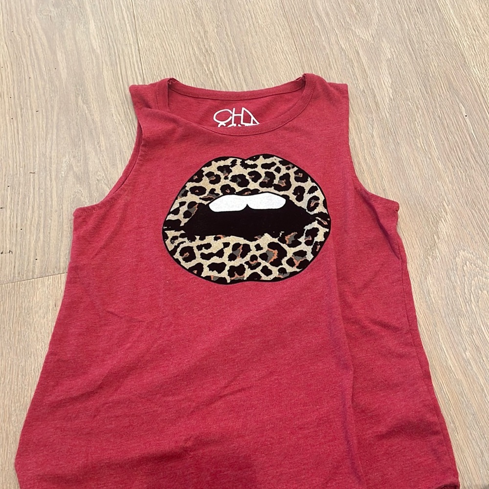 CHASER cheetah lip tank top size 14 kids